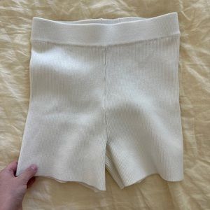 Charlie Holiday Bare knit bike shorts in Cream.